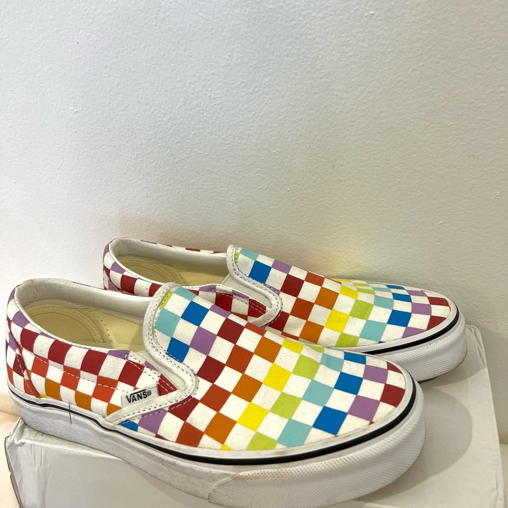 Vans Multi-color Checkered Rainbow Slipper 8.5